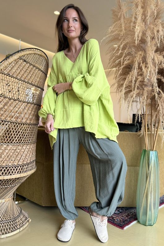 Suri Cushion Cotton Artist Smock Lime /15=